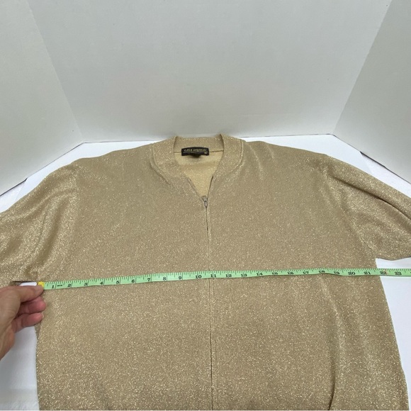 Vintage Lisa Originals Sparkling Zip Front Cardigan 80s-90's Side Pockets Large - Picture 8 of 13